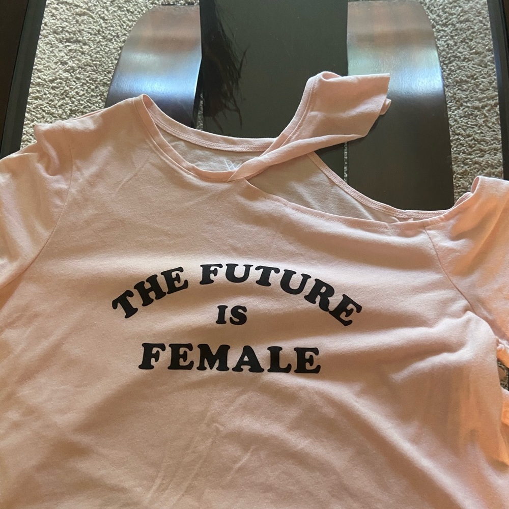 👛“The Future Is Female” One Shoulder Cut Out Tee - Picture 3 of 7